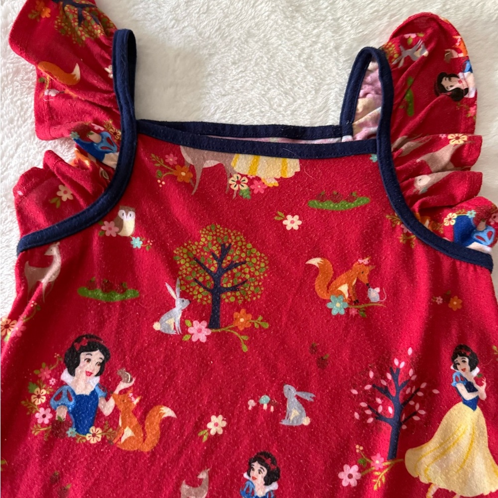 Disney Snow White Woodland Animals Red Flutter Sleeves Nightgown 5/6 - Picture 2 of 4